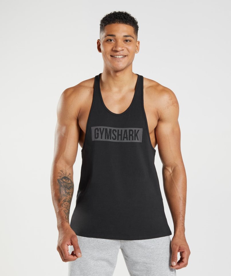 Podkoszulki Gymshark Block Stringer Męskie Czarne | PL 248LBC